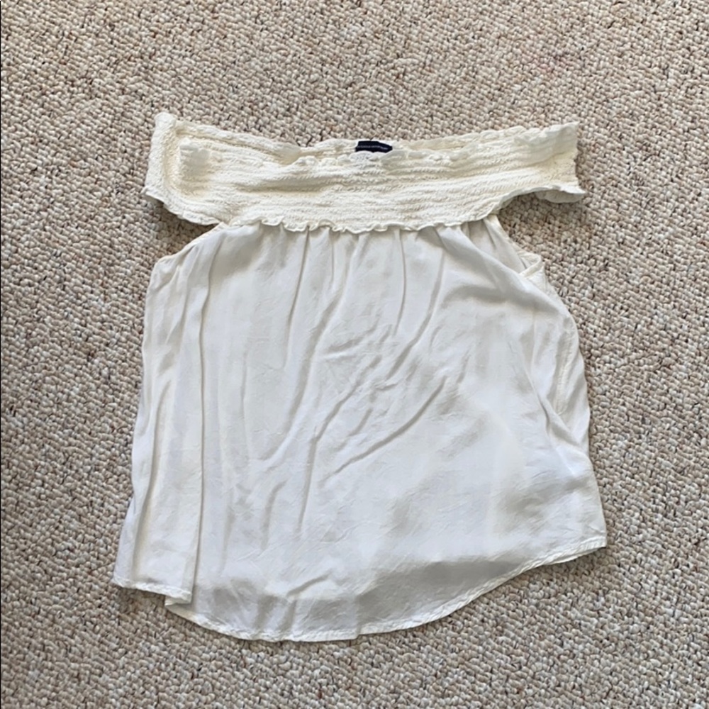 Off shoulder ivory sheer blouse